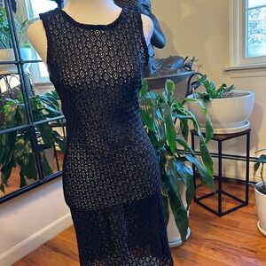Ronen Chen Black Lace Midi Dress
